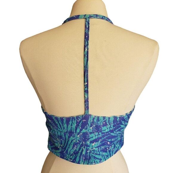 Women's Swimwear Tankini T-Back Beach Blue Reversible V-Neck Bikini Top XL - Picture 3 of 9